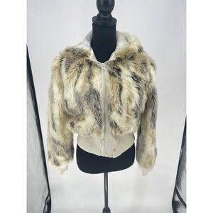 Vtg Autumn Trails Rabbit Faux-fur Coat Size S